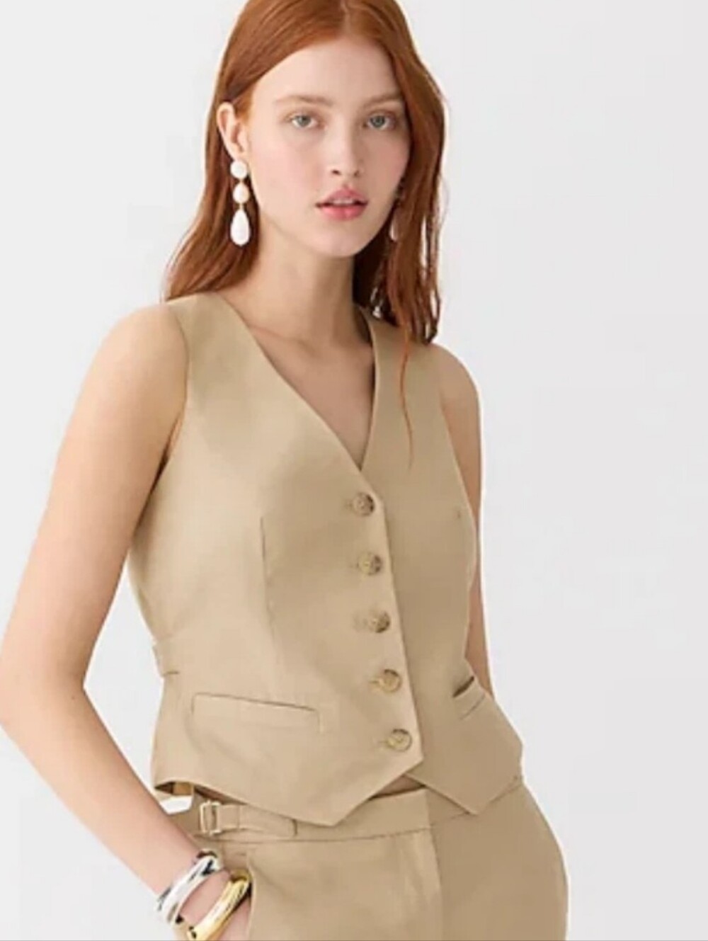J. Crew Beige Dress Vest With Button Front